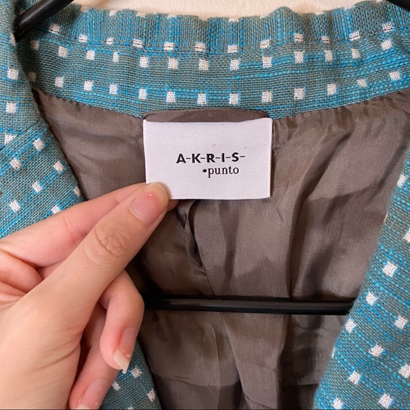 AKRIS PUNTO blue printed linen blazer - Picture 6 of 15